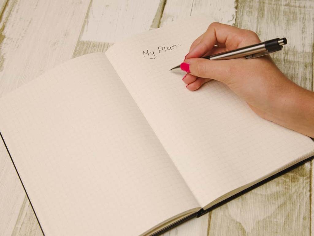 writing your goals on a diary